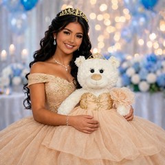 Large 20” Quinceañera Teddy Bear Centerpiece – Elegant Dress, Oversized Keeps…