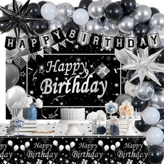 Silver and Black Birthday Decorations for Men Women Boys Girls 80 PCS White B…