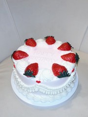 Strawberry Shortcake Birthday Pink Heart Vintage Buttercream Fake Cake Decor