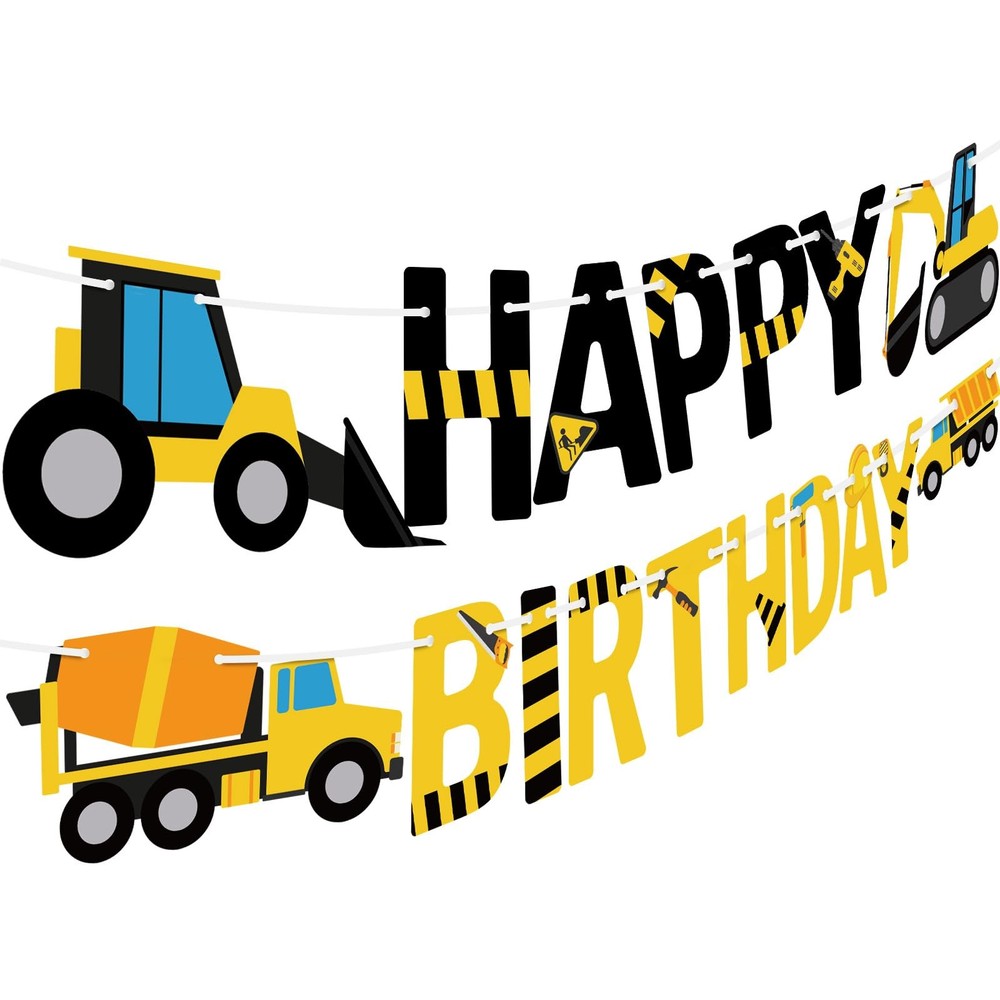 Happy Birthday Banner Construction Party Decorations Construction Birthday Party