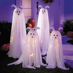 Light-Up Standing Ghostly Dogs Halloween Decoration – Set of 4 – Morris Costumes