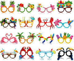 32 Pack Beach Party Paper Glasses Tropical Luau Photo Booth Props Summer Decor S