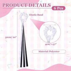 Rainbow Dance Ribbons, Wrist Streamers 6 Pcs & White and Black