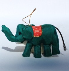 Fair Trade Silk Elephant Hanging Xmas Decoration Set of 2 Handmade in Cambodia