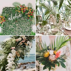 CCINEE 12 PCS Artificial Palm Leaves, Assorted Sizes Faux Large A-green