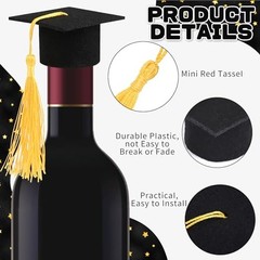 12Pack Mini Graduation Caps with tassels Grad Hat Cake Wine Bottle Multicolor