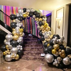 Black Gold Silver Balloons Set, 60 Pcs 12 Inch Metallic Chrome Gold Silver Ba…