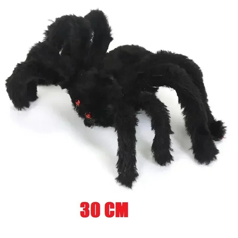 Halloween Giant Plush Spider Decoration–Large Black Horror Party Prop 30cm-200cm