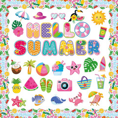 73 Pcs Hello Summer Cutouts for Bulletin Board Decorations – Hawaiian Tropical P