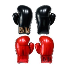 4 Pcs Boxing Gloves Balloons, Red & Black Foil Punching Glove Balloons, Sport…