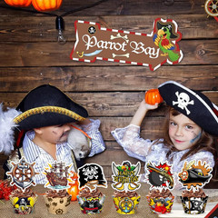 48PCS Pirate Themed Birthday Party Decorations | 24PCS Cupcake Toppers & 24PCS C