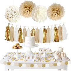 Upgraded Gold White Party Decorations for Girls Men with Happy Sash,Banner,Ti…