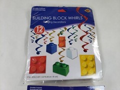Building Blocks Party Decorations Set Multicolor Tablecover, Banner, And Whirls