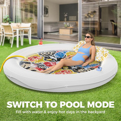 73″ Inflatable Tanning Pool Float with Cup Holders & Pillow for Adults