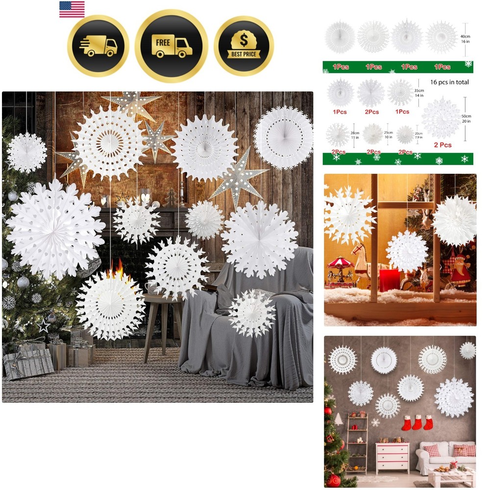 White Paper Snowflake Decorations Frozen Birthday Party Supplies Winter Wonde…