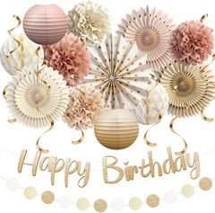 Champagne Gold Beige Fall Boho Party Decorations, Birthday Decorations for Women