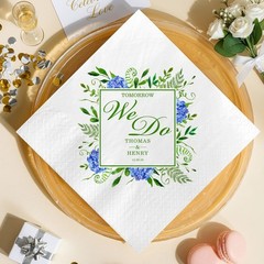 Personalized Wedding Napkins Hydrangea Floral Reception Decor SATTNA0713