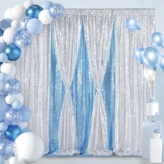 Silver Sequin Backdrop 7Ft X 7Ft Glitter Photo Booth Backdrop Curtains for Weddi