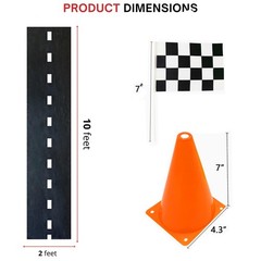 7inch Orange Racing Traffic Cones With Holes on Top,Checkered Flags,Racetrack…
