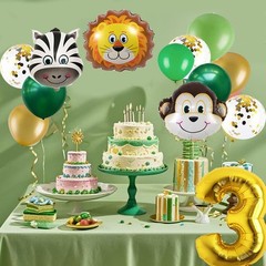 Jungle 3rd Decorations, Safari Party Wild Three Party Supplies Animals Head F…