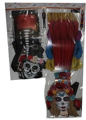 Set of 2, 60″ DOD Groom & Bride Paper Cutout Jointed Sugar Skull Haunted House
