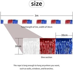 4th of July Decorations 4 Pack Tinsel Foil Fringe Garland Curtains Streamers Han