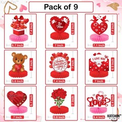 KatchOn, Valentines Day Centerpiece for Table – Pack of 9 | Red, Red and Pink