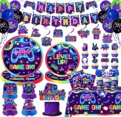 Video Game Party Decorations 197Pcs Plates Cups Balloons Gaming Birthday