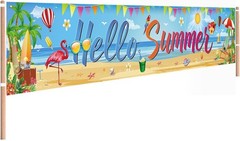 Large Hello Summer Banner – 118×20 Tropical Décor for Unforgettable Gatherings