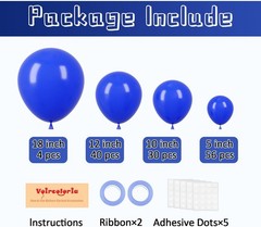 130Pcs Royal Blue Balloons Different Sizes 18″ 12″ 10″ 5″ Party Latex Balloons