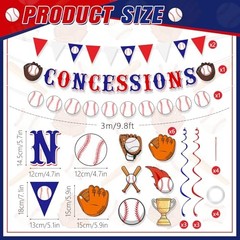 Baseball Party Decorations Baseball Concessions Banner Triangle Bunting