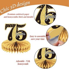 9 Pieces 75th Birthday decorations 75th birthday centerpieces for Tables Deco…