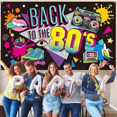 Retro Back to the 80’s Polyester Backdrop – Perfect for Parties, 73 x 43 Inch