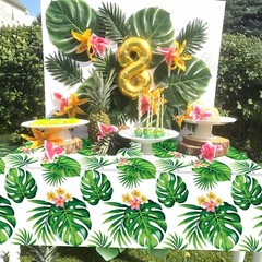 4 Pack Hawaiian Luau Tablecloths Tropical Palm Leaves Table Cloth Hawaiian Lu…