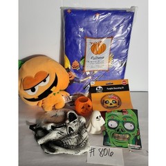Halloween Decor Lot Plush Mask Ghost Pumpkin Decorating Kit Zombie Teeth