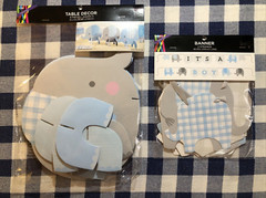 New Elephant It’s A Boy Table Decor and Banner Blue Gray White