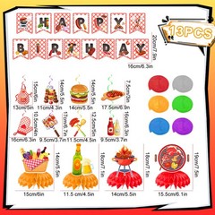 BBQ Party Decorations Summer Picnic Birthday Party Barbecue Hanging Swirl Banner