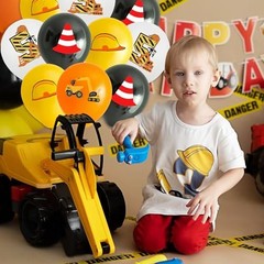 Yellow Black White Construction Themerd Birthday Party Decorations – 3 Orange