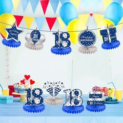 Kauayurk 8Pcs 18th Birthday Decorations Table Centerpiece Party Blue Silver