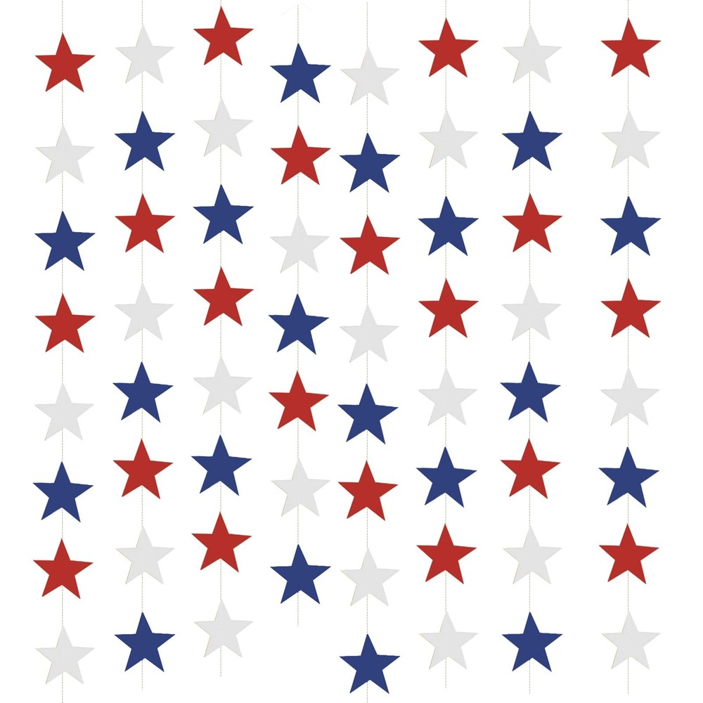 4th of July Decorations, Red White & Blue Decorations, 78ft Patriotic Star Garla