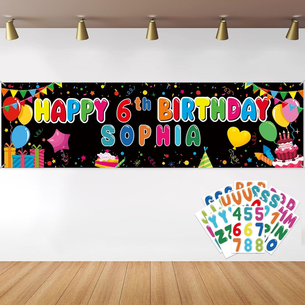 Personalized Birthday Banner For Party, Name And Ages DIY Banner Includes Alp…