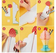 Ice Cream Birthday Party 6 Pieces Decoration Table Centerpiece TISSUE SUNDAE