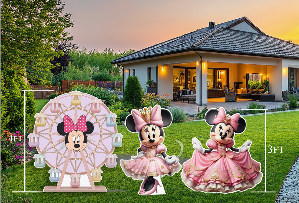 Minnie Princess Cutout 3ft & Merry-go-around prop 4ft, Party decor