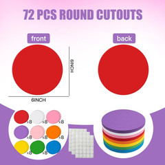 72 Pcs 6 Inches Large , 9-Color Assorted round Shape Die Cut for Bulletin Board