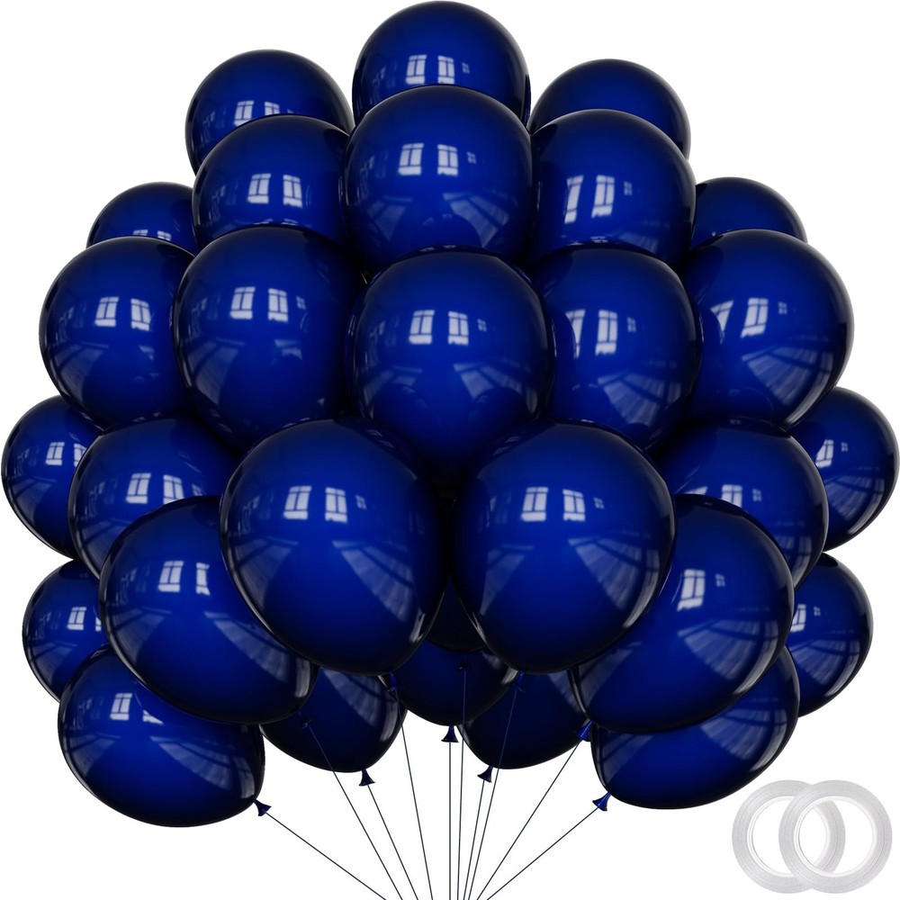 100 Pack 12 inch Navy Blue Latex Balloons – Round Dark Blue Balloons for Birt…