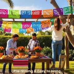 DomeStar 2 Packs 36 Ft Cinco De Mayo Decoration Mexican Party Banner, Fiesta Par