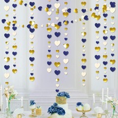 52Ft Valentines Day Party Decorations Navy Blue Gold Love Heart Garland Royal…