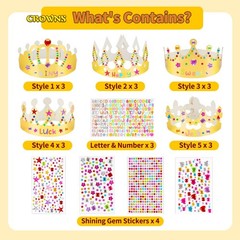 Gold Paper Crowns, 15 Pcs DIY Birthday Party Crowns, King & Princess Crown Ha…
