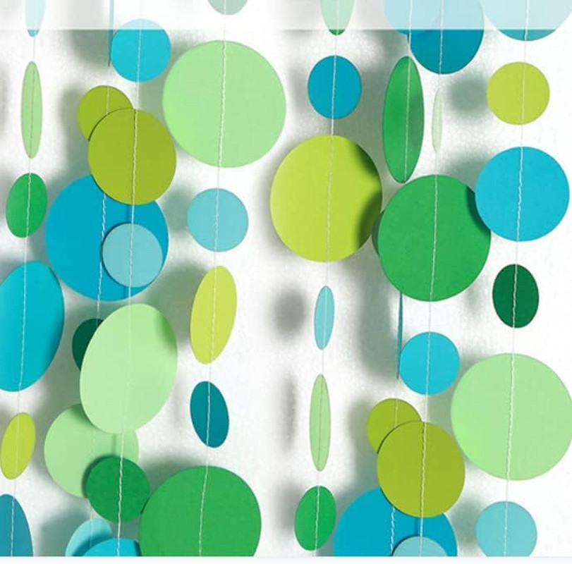 Blue and Green Circle Dots Party Garland Banner Decoration Polka Dots Paper Stre