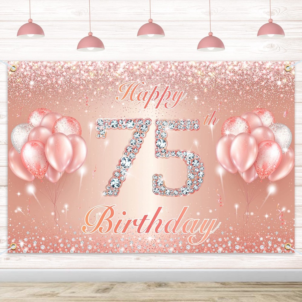 75th Birthday Party Banner Decor for Anniversary Birthday Photo Booth Backdrop